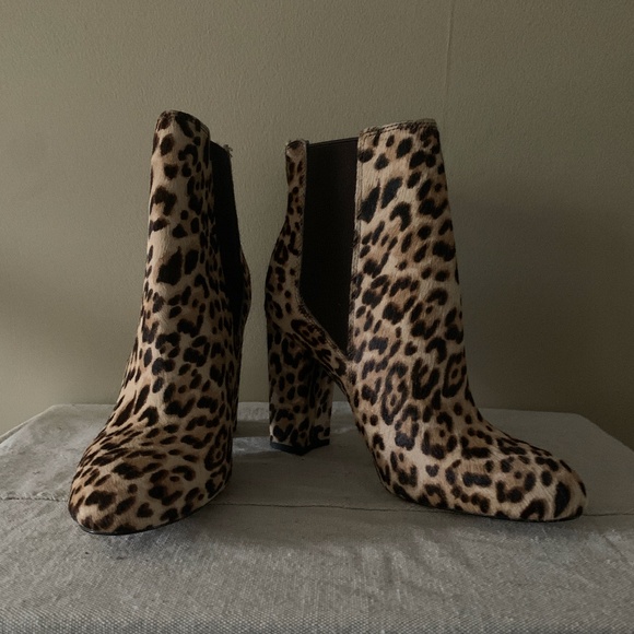 NIB SAM EDELMAN CALF HAIR LEOPARD PRINT BOOTIE 7.5 - Picture 1 of 8